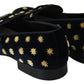 Dolce & Gabbana Blue Velvet Crown Slippers Loafers Shoes