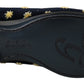 Dolce & Gabbana Blue Velvet Crown Slippers Loafers Shoes