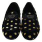 Dolce & Gabbana Blue Velvet Crown Slippers Loafers Shoes