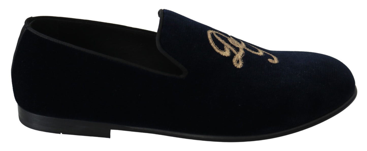 Dolce & Gabbana Elegant Blue Embroidered Loafers