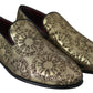 Dolce & Gabbana Gold Jacquard Flats Mens Loafers Shoes