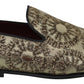 Dolce & Gabbana Gold Jacquard Flats Mens Loafers Shoes