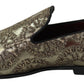 Dolce & Gabbana Gold Jacquard Flats Mens Loafers Shoes