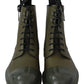 Dolce & Gabbana Green Leather Boots Zipper Mens Shoes