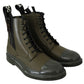 Dolce & Gabbana Green Leather Boots Zipper Mens Shoes