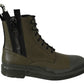 Dolce & Gabbana Green Leather Boots Zipper Mens Shoes