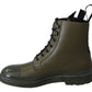 Dolce & Gabbana Green Leather Boots Zipper Mens Shoes