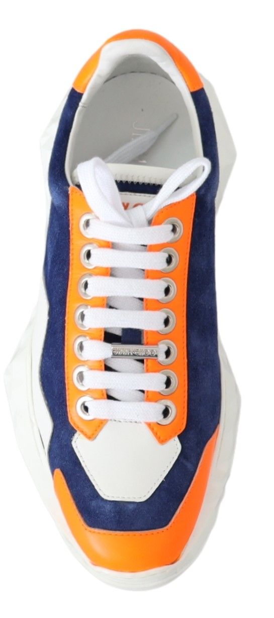 Jimmy Choo Diamond Blue Orange Leather Sneaker