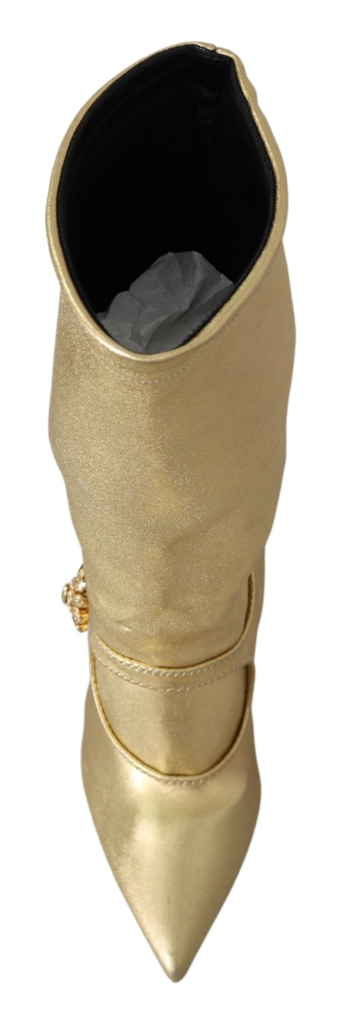 Dolce & Gabbana Gold Rhinestones Ankle Boots Socks Shoes