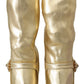 Dolce & Gabbana Gold Rhinestones Ankle Boots Socks Shoes