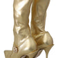 Dolce & Gabbana Gold Rhinestones Ankle Boots Socks Shoes