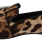 Dolce & Gabbana Brown Leopard Print Crystals Loafers Flats Shoes