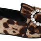 Dolce & Gabbana Brown Leopard Print Crystals Loafers Flats Shoes