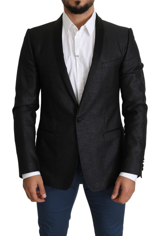 Dolce & Gabbana Black Jacquard Single Breasted GOLD Blazer