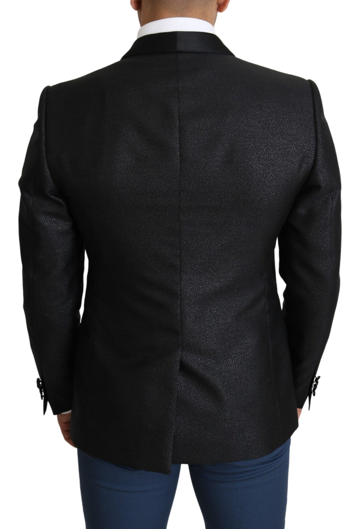 Dolce & Gabbana Black Jacquard Single Breasted GOLD Blazer