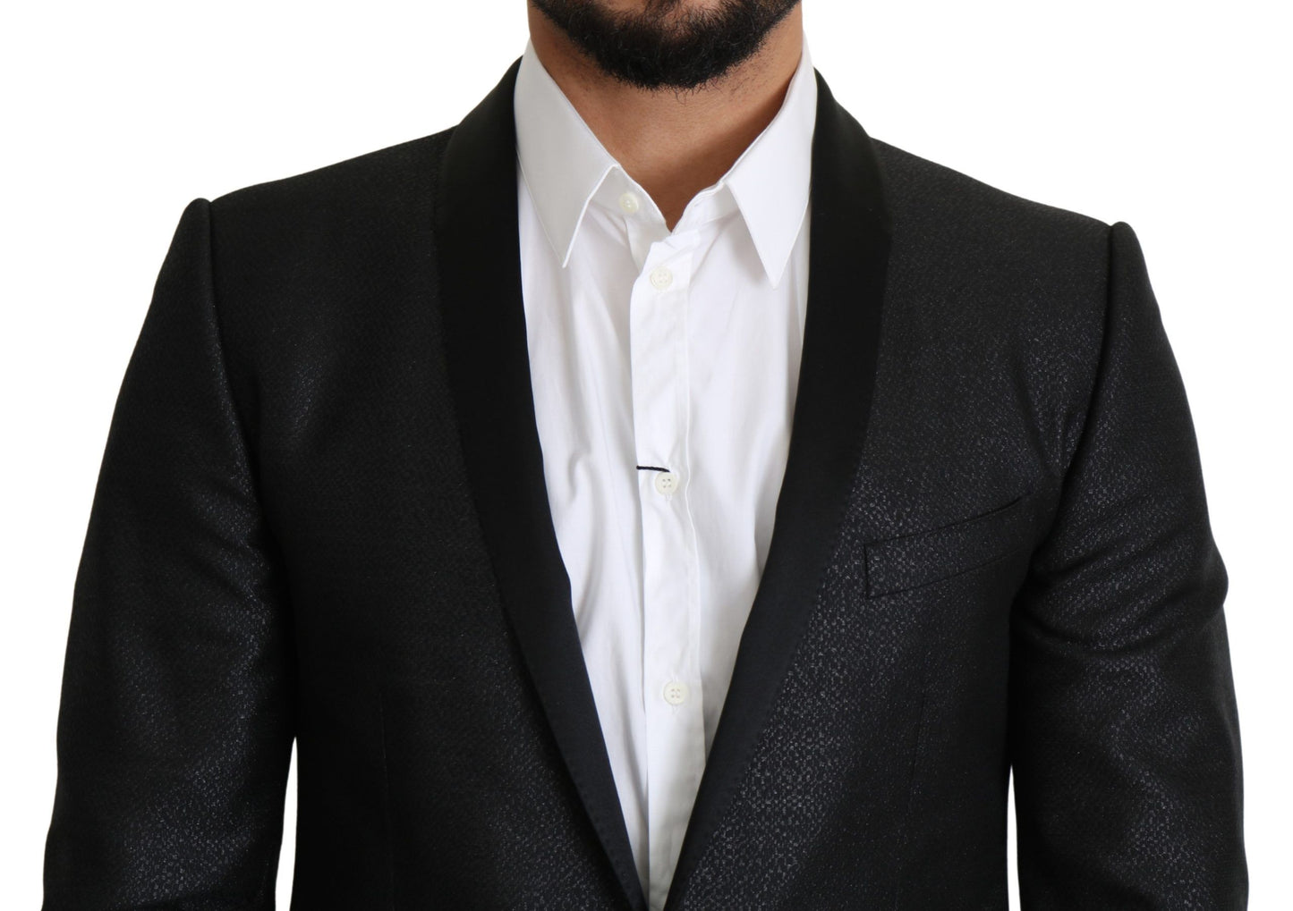 Dolce & Gabbana Black Jacquard Single Breasted GOLD Blazer