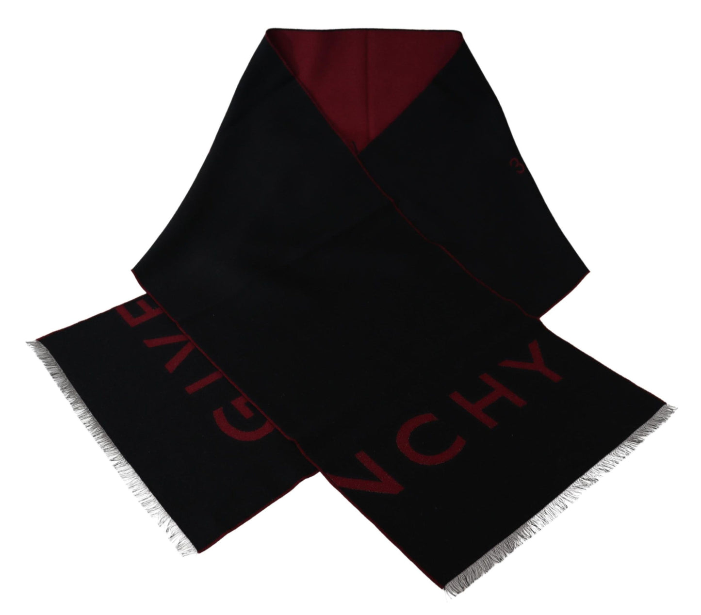 Givenchy Black Red Wool Unisex Winter Warm Wrap Scarf Shawl