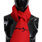 Givenchy Red Black Logo Wool Unisex Scarf