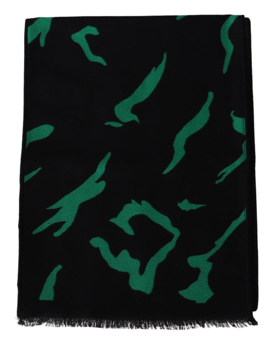 Givenchy Black Green Wool  Unisex Winter Warm Scarf Wrap Shawl