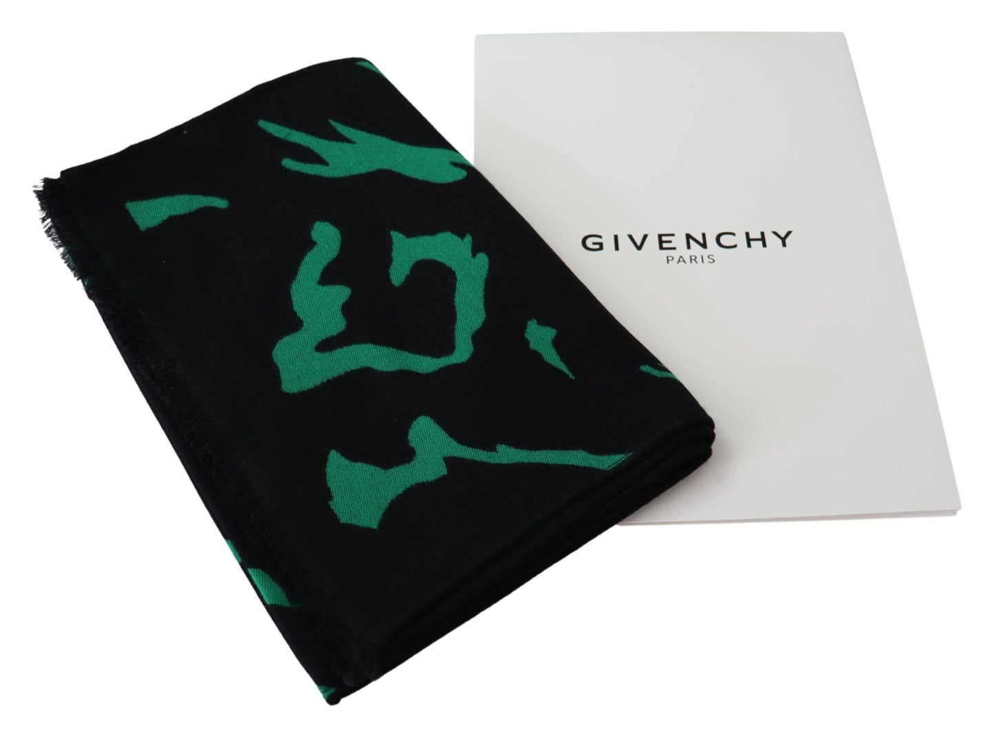 Givenchy Black Green Wool  Unisex Winter Warm Scarf Wrap Shawl