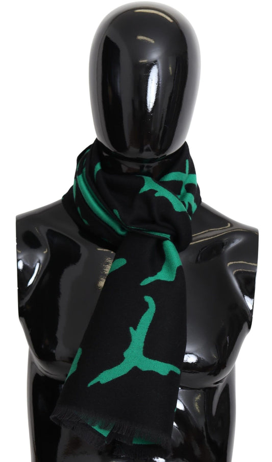 Givenchy Black Green Wool  Unisex Winter Warm Scarf Wrap Shawl