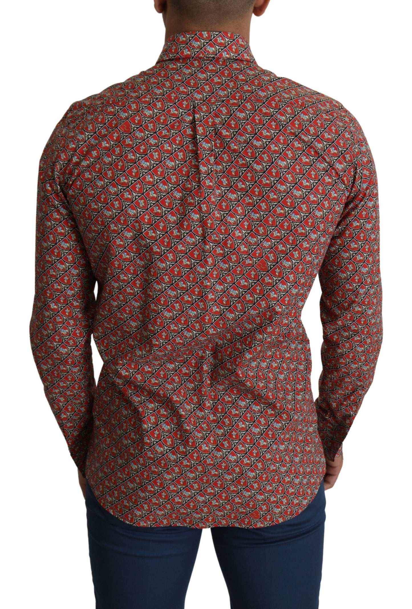 Dolce & Gabbana Red Printed Knight Formal Dress MARTINI Shirt