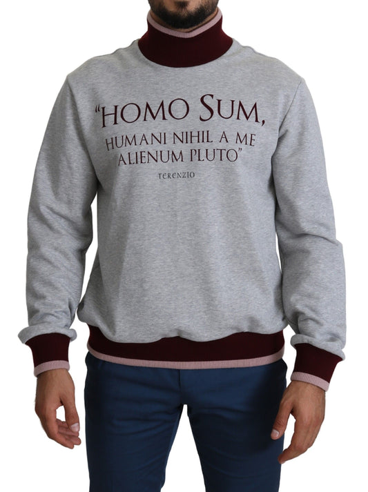 Dolce & Gabbana Gray Homo Sum Turtleneck Pullover Sweater