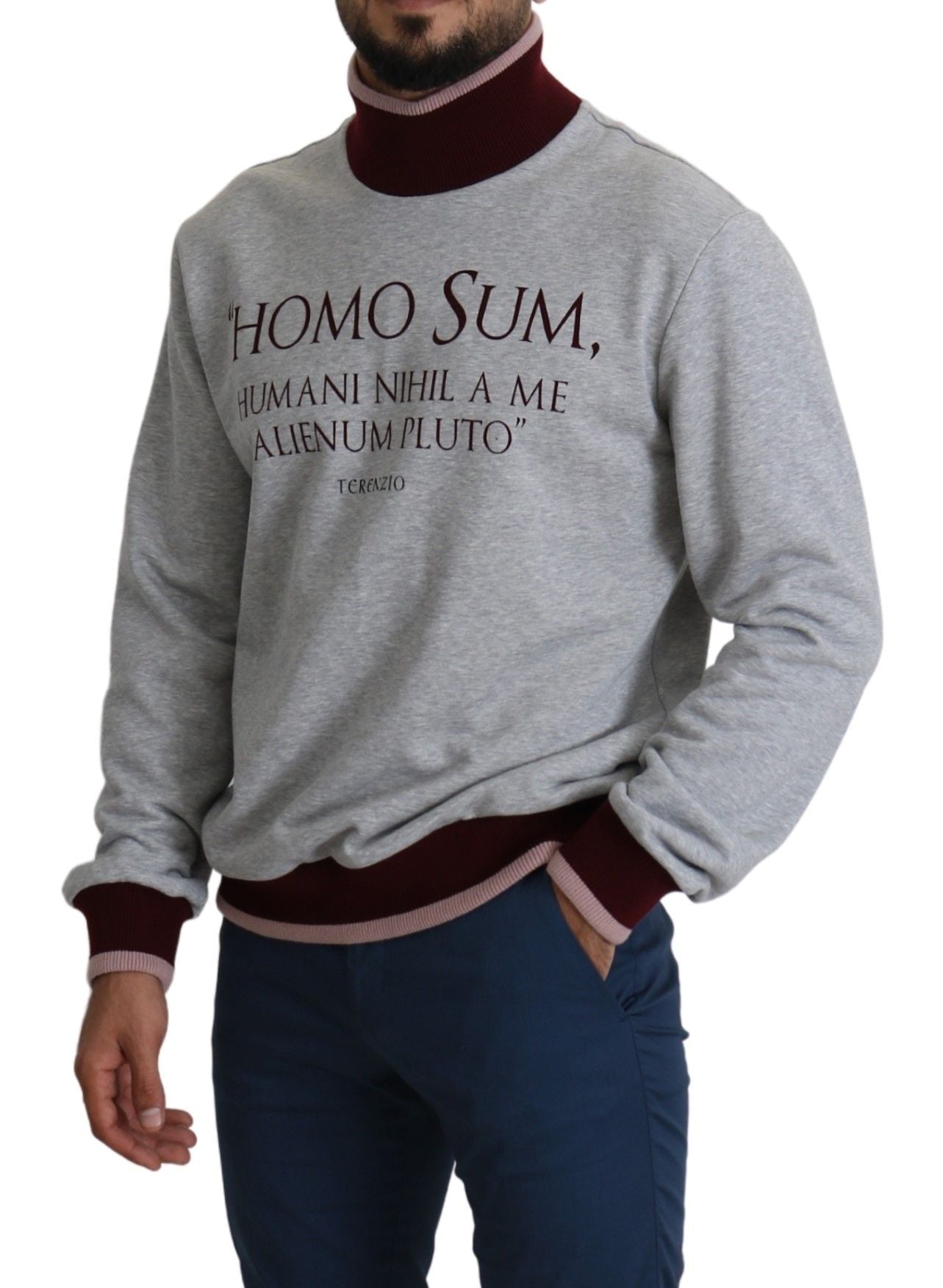 Dolce & Gabbana Gray Homo Sum Turtleneck Pullover Sweater