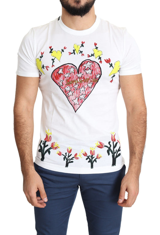 Dolce & Gabbana White Saint Valentine Print Cotton Men T-shirt