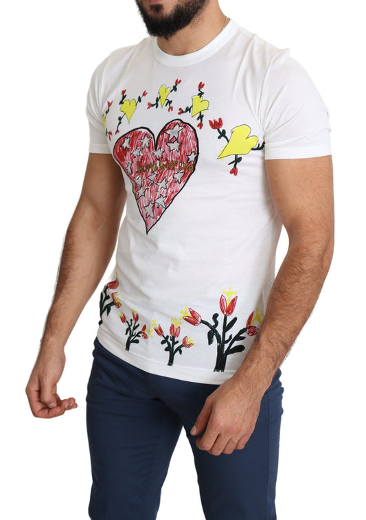 Dolce & Gabbana White Saint Valentine Print Cotton Men T-shirt