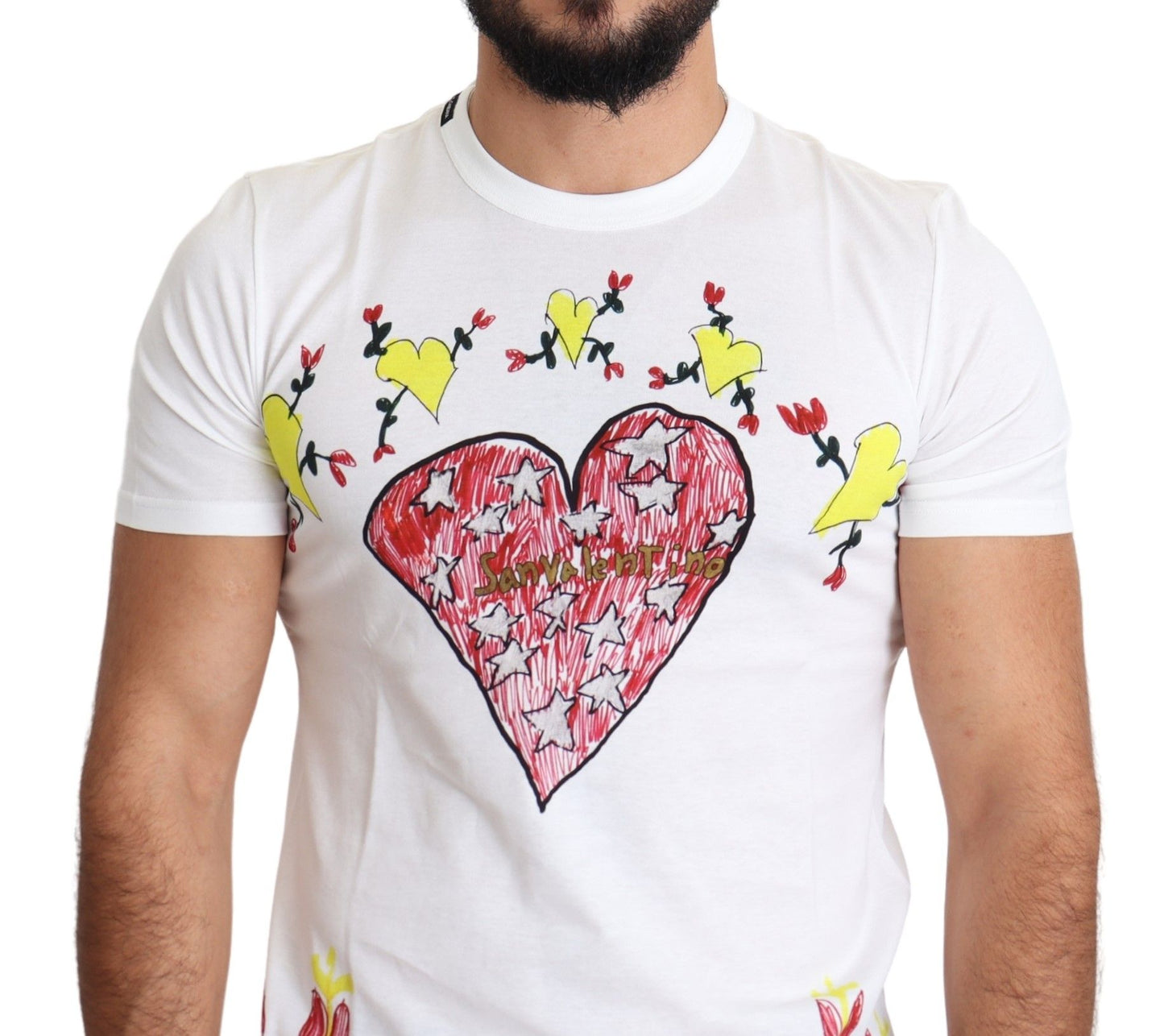 Dolce & Gabbana White Saint Valentine Print Cotton Men T-shirt