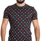 Dolce & Gabbana Dark Gray Hearts Print Cotton Men T-shirt