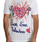 Dolce & Gabbana White Saint Valentine Hearts Print Men  T-shirt