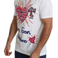 Dolce & Gabbana White Saint Valentine Hearts Print Men  T-shirt