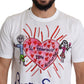 Dolce & Gabbana White Saint Valentine Hearts Print Men  T-shirt