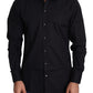 Dolce & Gabbana Black Cotton Stretch Formal GOLD Dress Shirt