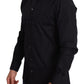 Dolce & Gabbana Black Cotton Stretch Formal GOLD Dress Shirt