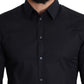 Dolce & Gabbana Black Cotton Formal GOLD Dress Shirt