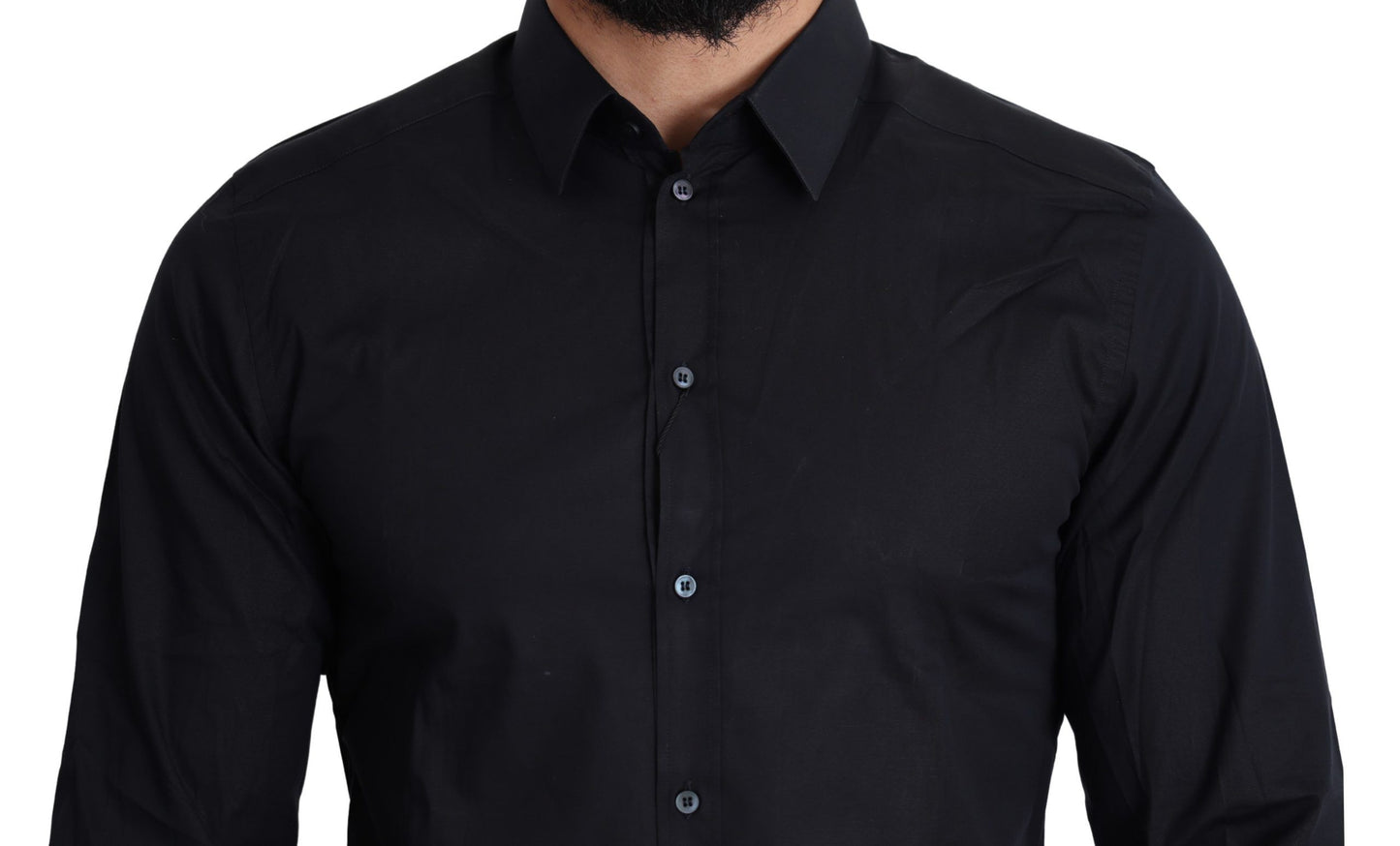 Dolce & Gabbana Black Cotton Formal GOLD Dress Shirt