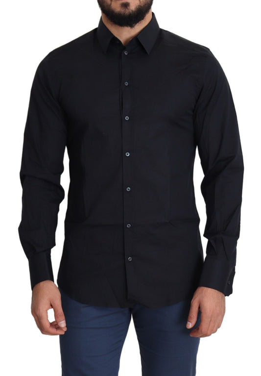 Dolce & Gabbana Black Cotton Formal GOLD Dress Shirt