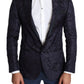 Dolce & Gabbana Blue Floral Jacquard Silk MARTINI Blazer