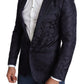 Dolce & Gabbana Blue Floral Jacquard Silk MARTINI Blazer