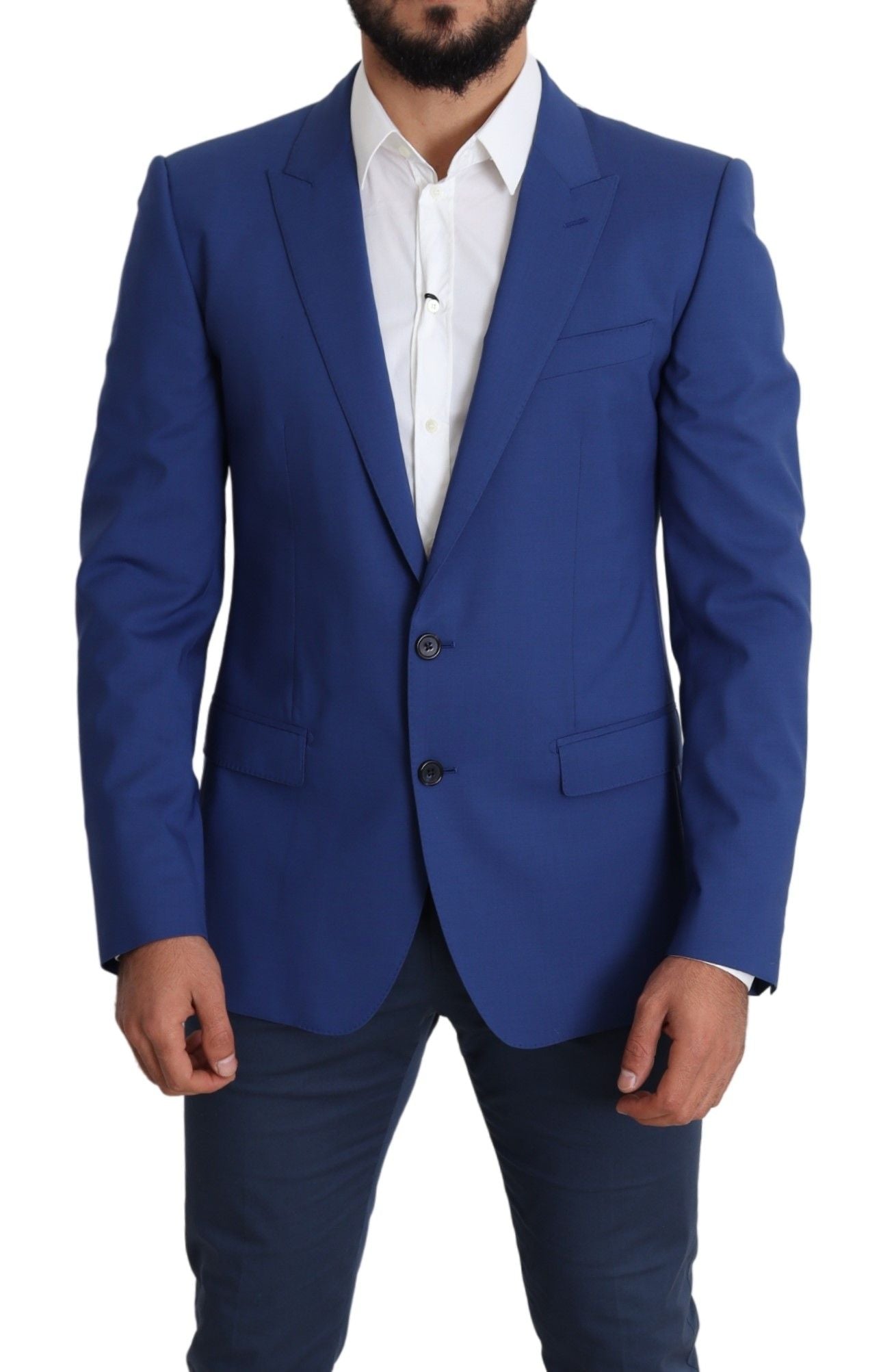 Dolce & Gabbana Blue Wool Single Breasted Coat MARTINI Blazer