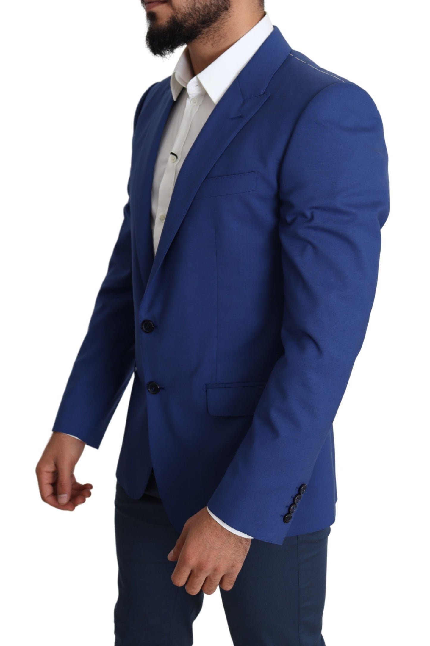 Dolce & Gabbana Blue Wool Single Breasted Coat MARTINI Blazer