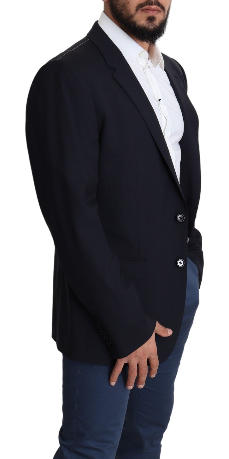 Dolce & Gabbana Black Wool Stretch Men Coat MARTINI Blazer