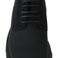 Dolce & Gabbana Black Rubberized Calfskin Chunky Derby Vulcano Shoes