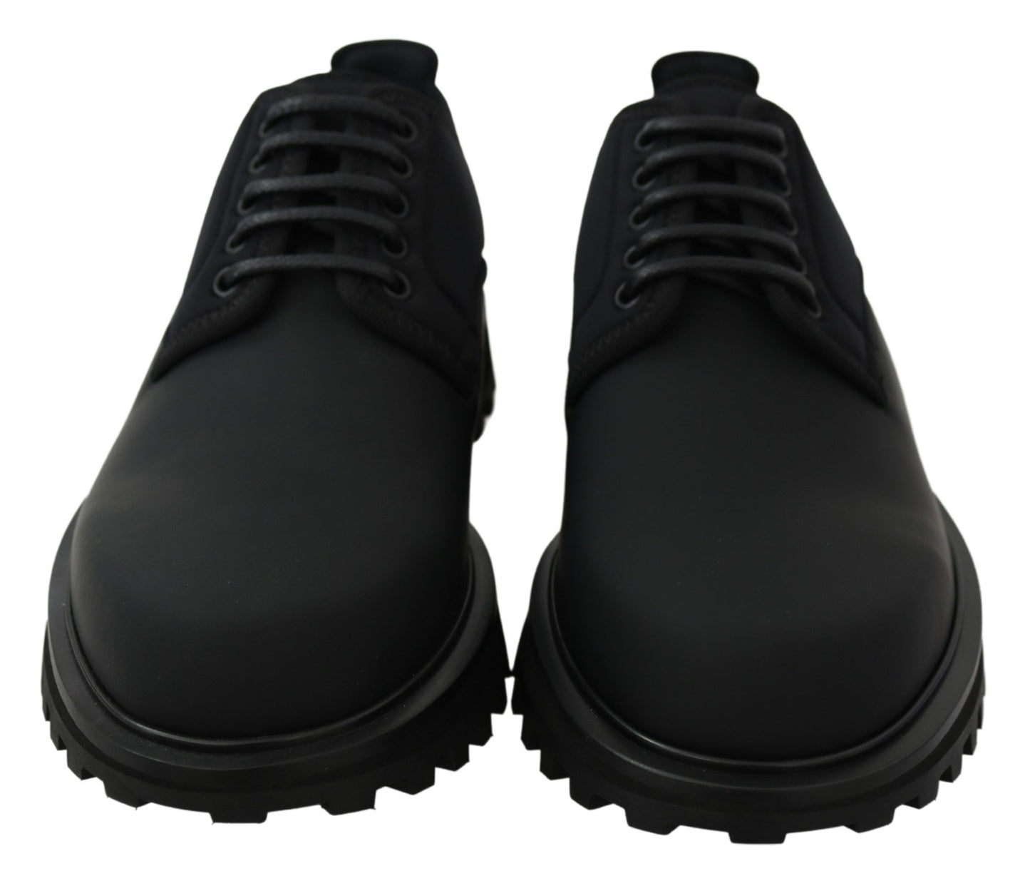 Dolce & Gabbana Black Rubberized Calfskin Chunky Derby Vulcano Shoes