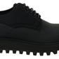 Dolce & Gabbana Black Rubberized Calfskin Chunky Derby Vulcano Shoes