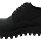 Dolce & Gabbana Black Rubberized Calfskin Chunky Derby Vulcano Shoes