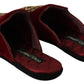 Dolce & Gabbana Red Velvet Sacred Heart Embroidery Slides Shoes